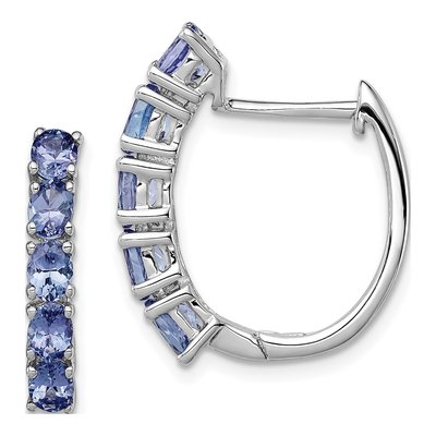 Sterling Silver 20mm Tanzanite Huggie Hoop Earrings