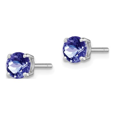 Sterling Silver 5mm Tanzanite Round Stud Earrings – view 3