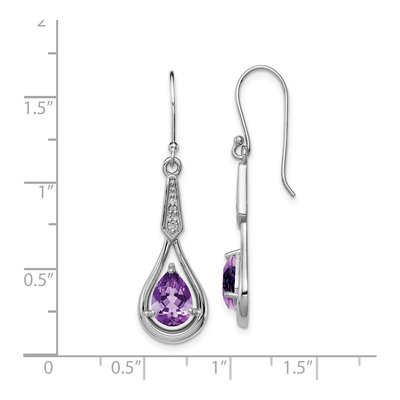 Sterling Silver Amethyst & CZ Dangle Earrings – view 5