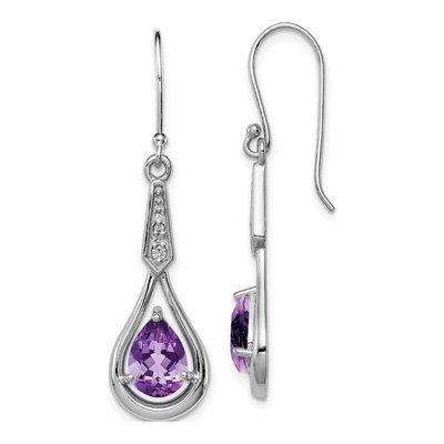 Sterling Silver Amethyst & CZ Dangle Earrings