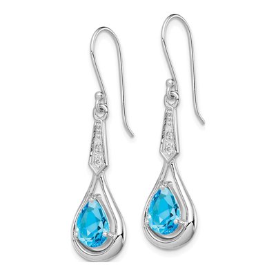 Sterling Silver Sky Blue Topaz & CZ Dangle Earrings – view 3