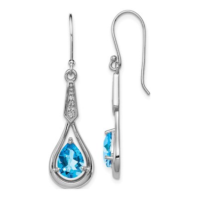 Sterling Silver Sky Blue Topaz & CZ Dangle Earrings
