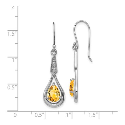 Sterling Silver Citrine & CZ Dangle Earrings – view 5