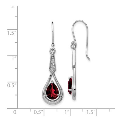 Sterling Silver Garnet & CZ Dangle Earrings – view 5