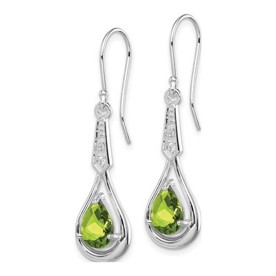 Sterling Silver Peridot & CZ Dangle Earrings – view 3