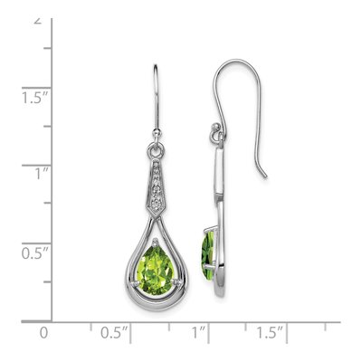 Sterling Silver Peridot & CZ Dangle Earrings – view 5