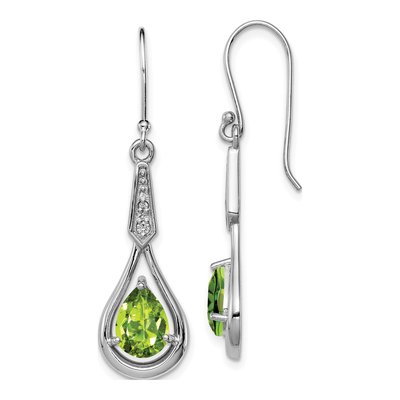 Sterling Silver Peridot & CZ Dangle Earrings