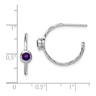 Sterling Silver 19mm Amethyst Hoop Earrings – view 5