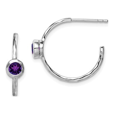 Sterling Silver 19mm Amethyst Hoop Earrings