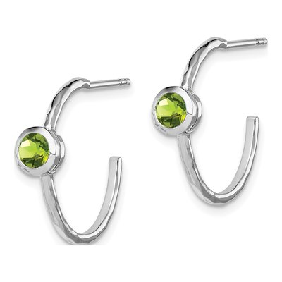 Sterling Silver 19mm Peridot Hoop Earrings – view 3