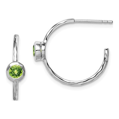 Sterling Silver 19mm Peridot Hoop Earrings