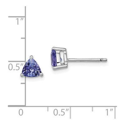 Sterling Silver 5mm Tanzanite Trillion Stud Earrings – view 5