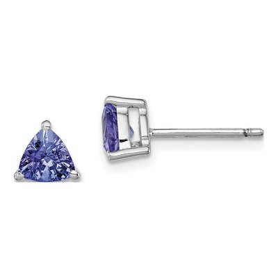 Sterling Silver 5mm Tanzanite Trillion Stud Earrings