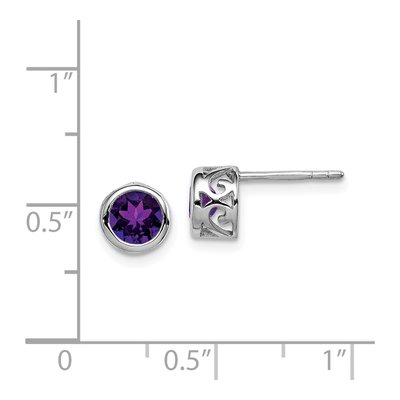Sterling Silver Amethyst Round Stud Earrings – view 5
