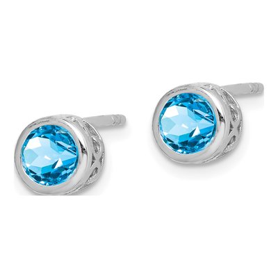 Sterling Silver Sky Blue Topaz Round Stud Earrings – view 3