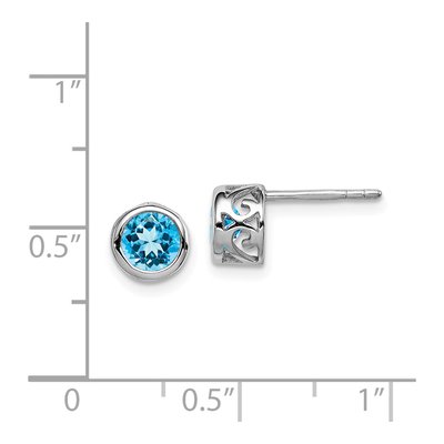 Sterling Silver Sky Blue Topaz Round Stud Earrings – view 5