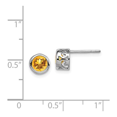 Sterling Silver Citrine Round Stud Earrings – view 5