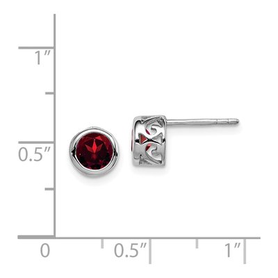 Sterling Silver Garnet Round Stud Earrings – view 5