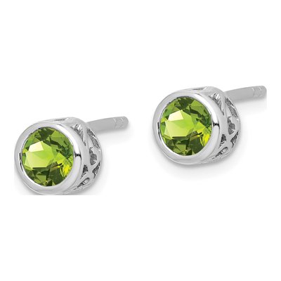 Sterling Silver Peridot Round Stud Earrings – view 3
