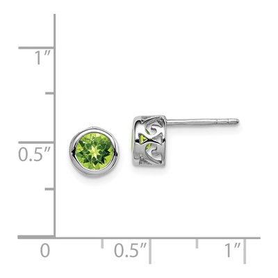 Sterling Silver Peridot Round Stud Earrings – view 5
