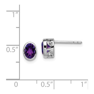Sterling Silver Amethyst Oval Stud Earrings – view 5