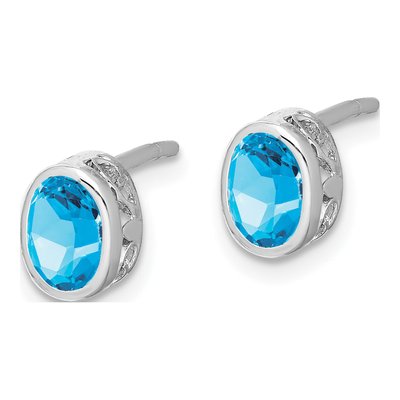 Sterling Silver Sky Blue Topaz Oval Stud Earrings – view 3