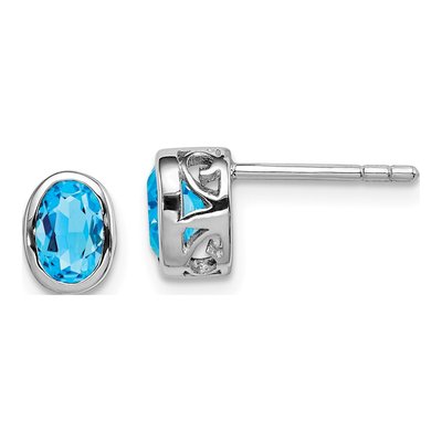 Sterling Silver Sky Blue Topaz Oval Stud Earrings