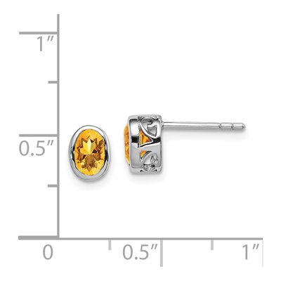 Sterling Silver Citrine Oval Stud Earrings – view 5