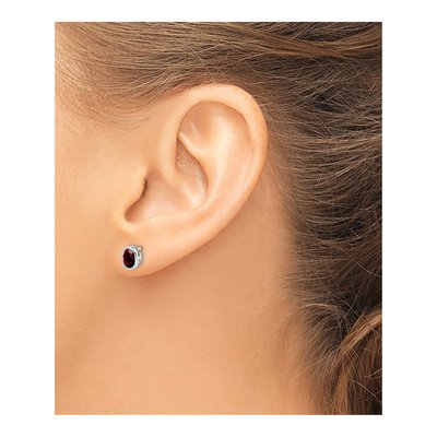 Sterling Silver Garnet Oval Stud Earrings – view 4
