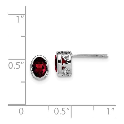 Sterling Silver Garnet Oval Stud Earrings – view 5