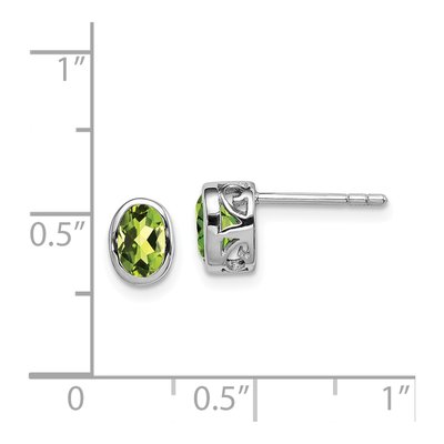 Sterling Silver Peridot Oval Stud Earrings – view 5