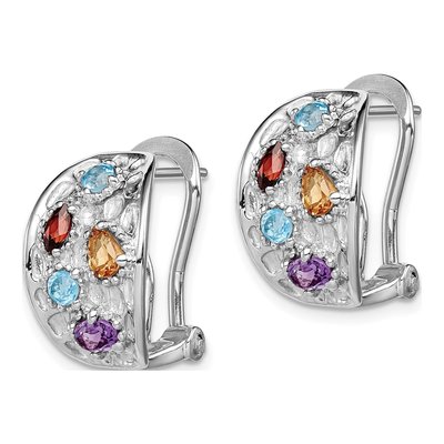 Sterling Silver Multi-Gemstone Omega Back Earrings – view 3