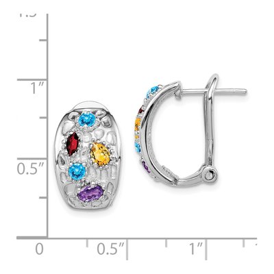 Sterling Silver Multi-Gemstone Omega Back Earrings – view 5