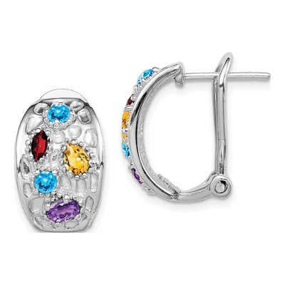 Sterling Silver Multi-Gemstone Omega Back Earrings
