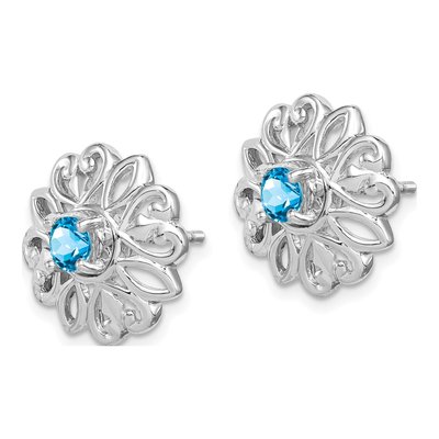 Sterling Silver 5mm Round Swiss Blue Topaz Stud Earrings – view 3
