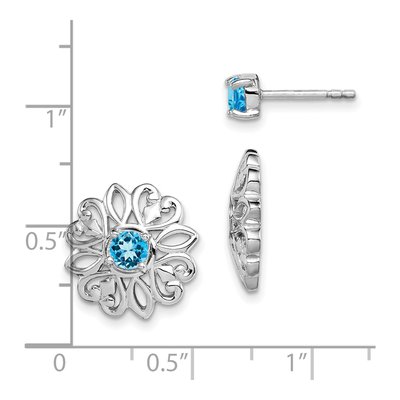 Sterling Silver 5mm Round Swiss Blue Topaz Stud Earrings – view 5