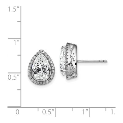 Sterling Silver White Topaz & CZ Button Stud Earrings – view 5