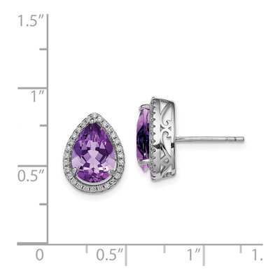 Sterling Silver Amethyst & CZ Stud Earrings – view 5