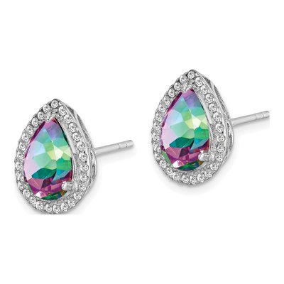 Sterling Silver Mystic Fire Topaz & CZ Mystic Stud Earrings – view 3