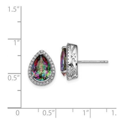 Sterling Silver Mystic Fire Topaz & CZ Mystic Stud Earrings – view 5