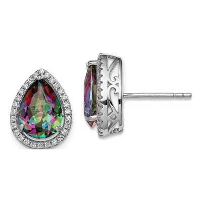 Sterling Silver Mystic Fire Topaz & CZ Mystic Stud Earrings