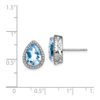 Sterling Silver Aquamarine & CZ Stud Earrings – view 5