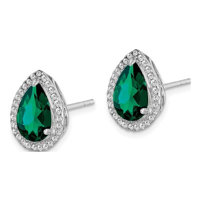 Sterling Silver CZ Stud Earrings – view 3