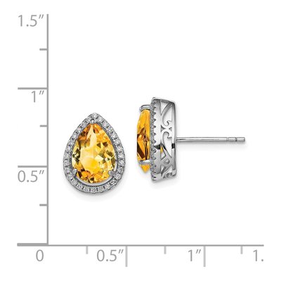 Sterling Silver Citrine & CZ Birthstone Stud Earrings – view 5