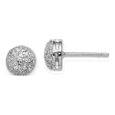 Sterling Silver 1/10 ct tw Diamond Button Stud Earrings