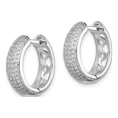 Sterling Silver 0.35 ct tw 16mm Diamond Huggie Hoop Earrings – view 3