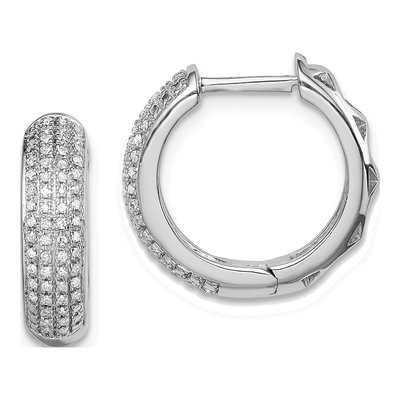Sterling Silver 0.35 ct tw 16mm Diamond Huggie Hoop Earrings