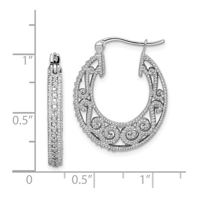 Sterling Silver 1/10 ct tw 26mm Diamond Hoop Earrings – view 5