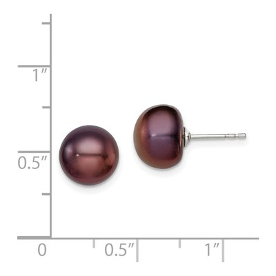 Sterling Silver Black Freshwater Cultured Pearl Button Stud Earrings – view 5
