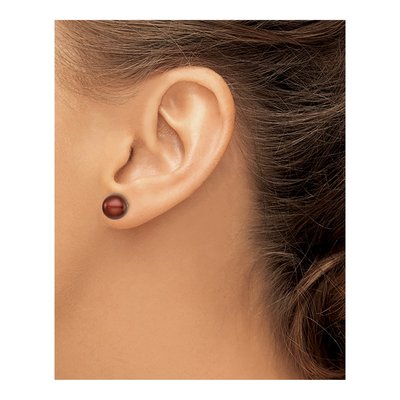 Sterling Silver Brown Freshwater Cultured Pearl Button Stud Earrings – view 4